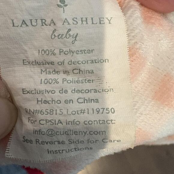 Laura‎ Ashley Baby Blanket Girls 30x40 Reversible Floral Gingham Soft Polyester - Picture 2 of 9